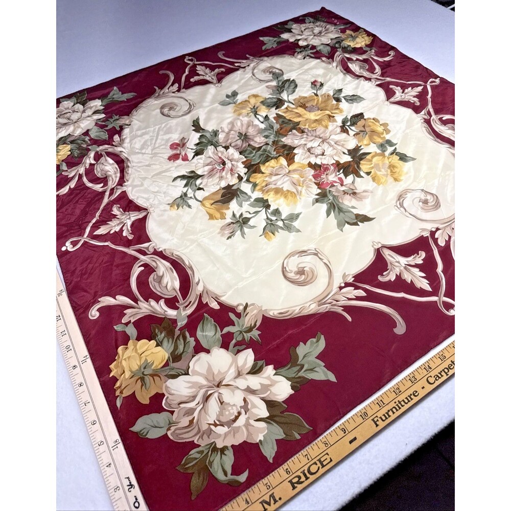 Echo New York Silk Scarf Burgundy Floral Bouquet Square 33x34 Vintage